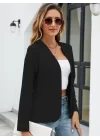 Kadın Uzun Kollu önü Açık Ithal Krep Blazer Ceket