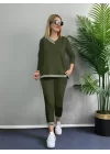 Kadın Uzun Kollu Ribana Detay Viskon Iki Iplik Ikili Takım