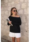 Kadın Uzun Kollu Tek Omuzu Açık Akrilik Bluz