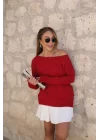 Kadın Uzun Kollu Tek Omuzu Açık Akrilik Bluz