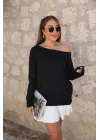 Kadın Uzun Kollu Tek Omuzu Açık Akrilik Bluz