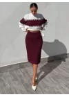 Kadın Uzun Kollu Triko Etekli Takım