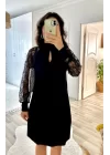 Kadın Uzun Kollu Tül Detay Sandy Mini Boy Elbise