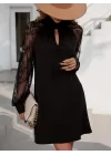 Kadın Uzun Kollu Tül Detay Sandy Mini Boy Elbise