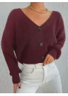 Kadın Uzun Kollu üç Düğmeli Triko Hırka