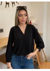 Kadın Uzun Kollu V Yakalı Sandy Bluz