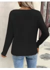 Kadın Uzun Kollu V Yakalı Triko Bluz