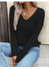 Kadın Uzun Kollu V Yakalı Triko Bluz