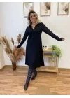 Kadın Uzun Kollu Yakalı Midi Viskon Iki Iplik Elbise
