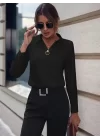 Kadın Uzun Kollu Yakalı Trikoton Gömlek