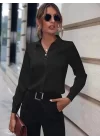 Kadın Uzun Kollu Yakalı Trikoton Gömlek