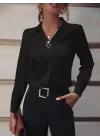 Kadın Uzun Kollu Yakalı Trikoton Gömlek