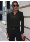Kadın Uzun Kollu Yakalı Trikoton Gömlek