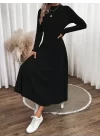 Kadın Uzun Kollu Yarı Balıkçı Yaka Midi şardonlu Kaşkorse Elbise