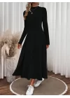 Kadın Uzun Kollu Yarı Balıkçı Yaka Midi şardonlu Kaşkorse Elbise