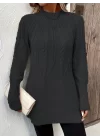 Kadın Uzun Kollu Yarı Balıkçı Yaka Triko Bluz