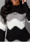 Kadın Uzun Kollu Zigzag Desen Triko Elbise