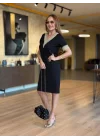 Kadın V Yaka Güpürlü İki İplik Elbise