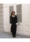 Kadın V Yaka Şerit Detaylı Çift Yırtmaçlı Elbise