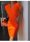 Kadın V Yaka Triko Elbise