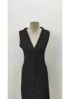 Kadın V Yakalı önden Düğmeli Kaşkorse Elbise