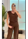 Kadın Vatkalı Düşük Kol Rahat Kesim İkili Takım