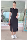 Kadın Yaka Ribanalı Çift Yırtmaçlı Elbise