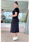 Kadın Yaka Ribanalı Çift Yırtmaçlı Elbise