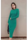 Kadın Yarım Balıkçı Yaka Süet Kumaş Fırsat ürün Midi Boy Elbise