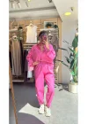 MetuCa Kadın Pembe Gabardin Takım: Oversize Gömlek & Beli Lastikli Havuç Kesim Pantolon