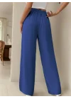 Kadın Yüksek Bel Bağcıklı Geniş Paçalı Uzun Bürümcük Pantolon