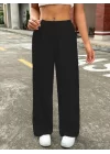 Kadın Yüksek Bel Bol Paça Bürümcük Pantolon