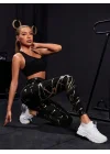 Kadın Yüksek Bel Desenli Spor Tayt