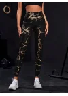 Kadın Yüksek Bel Desenli Spor Tayt