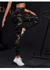 Kadın Yüksek Bel Desenli Spor Tayt