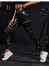 Kadın Yüksek Bel Desenli Spor Tayt