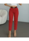 Kadın Yüksek Bel Gipe Detay Dar Paça Kısa Pantolon