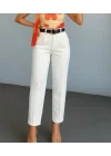 Kadın Yüksek Bel Gipe Detay Dar Paça Kısa Pantolon