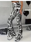 Kadın Yüksek Bel Zebra Desenli Tayt