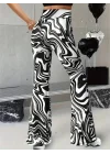 Kadın Yüksek Bel Zebra Desenli Tayt