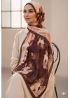 Kahverengi Krem Batik Desenli Pamuk Soft Şal
