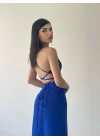 Kaitlyn Sırt Dekolteli V Yaka Yırtmaçlı Elbise