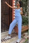 Kalın Askılı Bluz Pantolon Keten Takım 10187