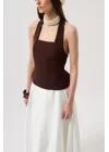 Kalın Askılı Crop Bluz