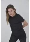 Kapşonlu Slim Fit T-shirt - Siyah