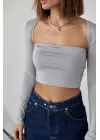 Kara Yaka Uzun Kollu Crop - Taş