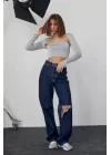 Kara Yaka Uzun Kollu Crop - Taş