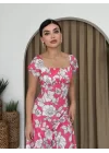 Kare Yaka Çiçekli Elbise