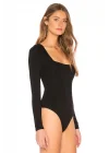 Kare Yaka İpek Jarse Bodysuit