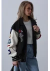 Kaşe Biker Ceket - Siyah